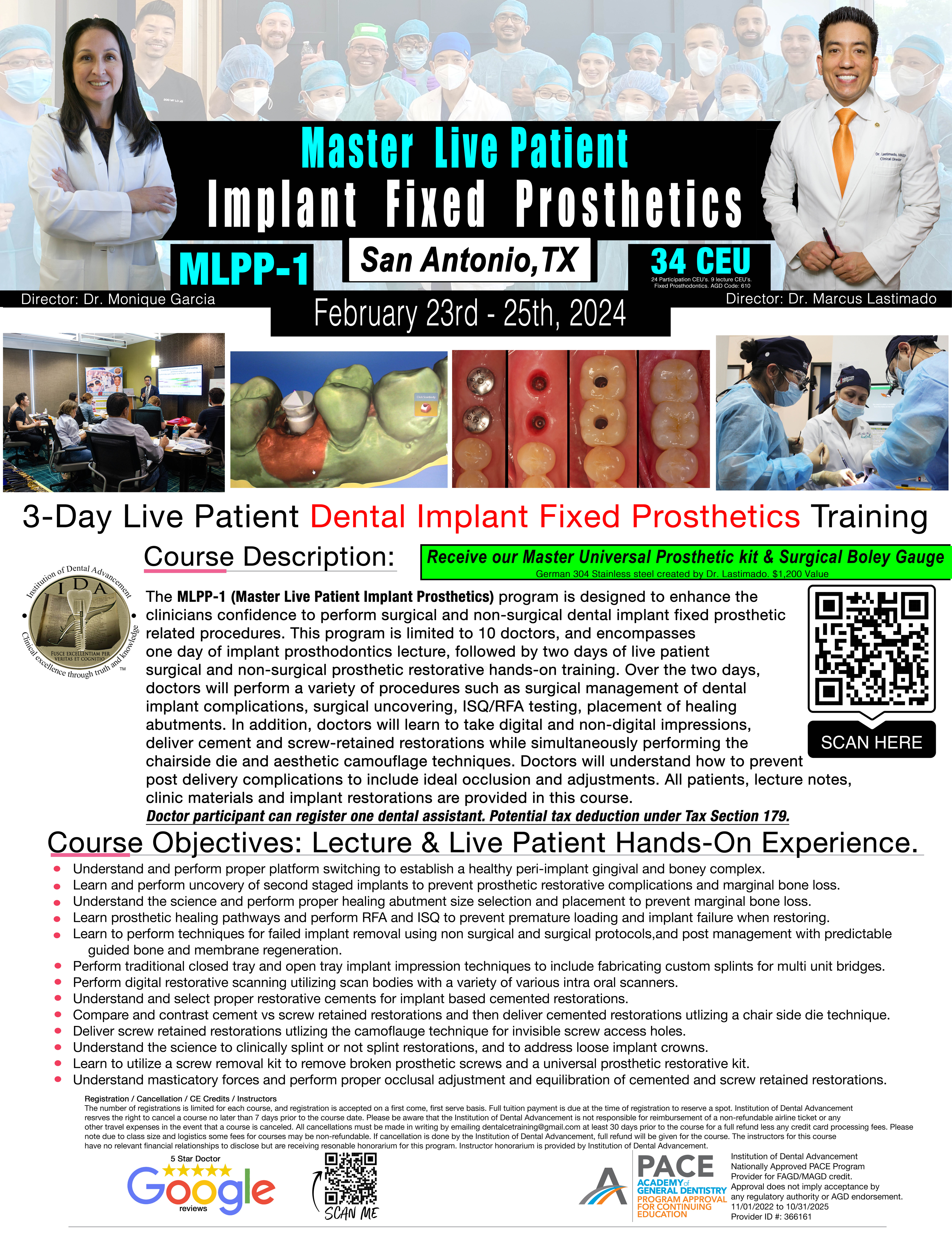 live patient dental implant prosthetic training course